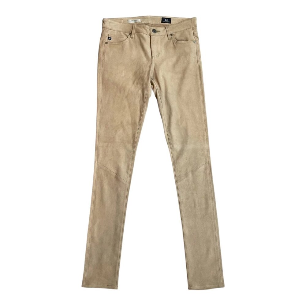 Adriano Goldschmied AG Leather Suede Legging Women's Tan Super Skinny NEW Sz. 25 - Picture 2 of 14